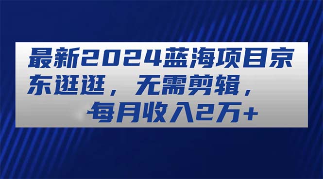 （11041期）最新2024蓝海项目京东逛逛，无需剪辑，每月收入2万+-玩备项目资源网