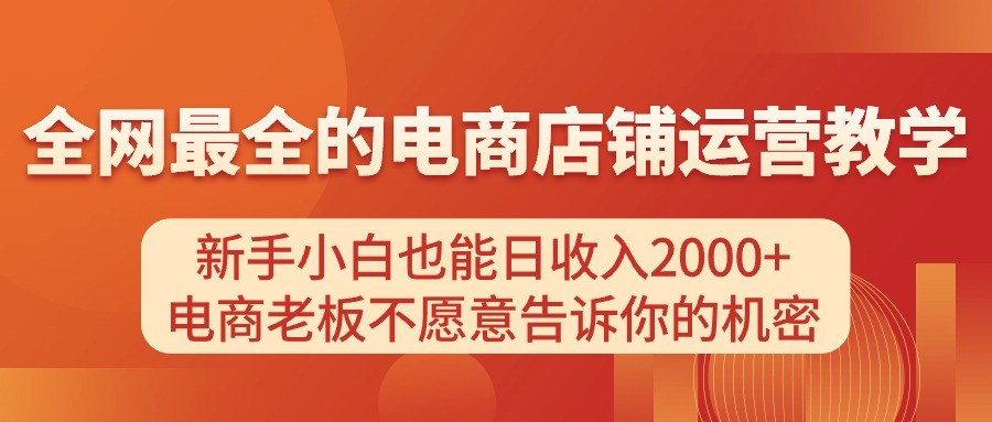 （11266期）电商店铺运营教学，新手小白也能日收入2000+，电商老板不愿意告诉你的机密-玩备项目资源网
