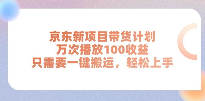 （11300期）京东新项目带货计划，万次播放100收益，只需要一键搬运，轻松上手-玩备项目资源网