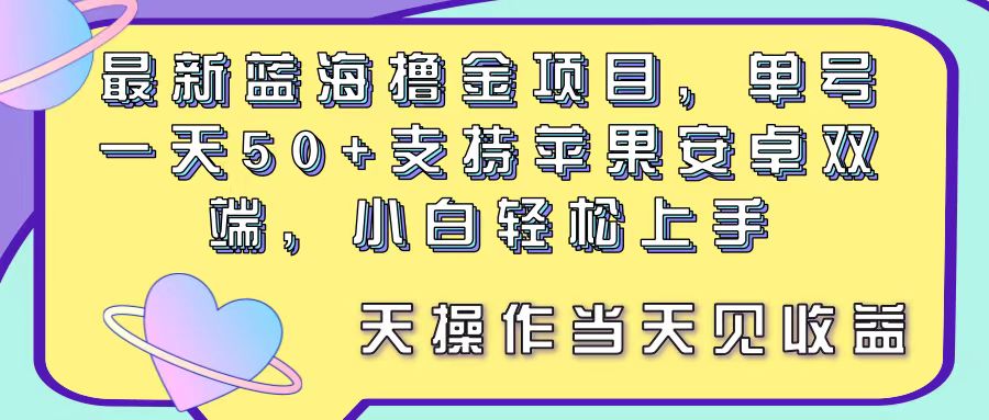 （11290期）最新蓝海撸金项目，单号一天50+， 支持苹果安卓双端，小白轻松上手 当…-玩备项目资源网