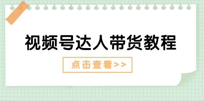 （11162期）视频号达人带货教程：达人剧情打法（长期）+达人带货广告（短期）-玩备项目资源网