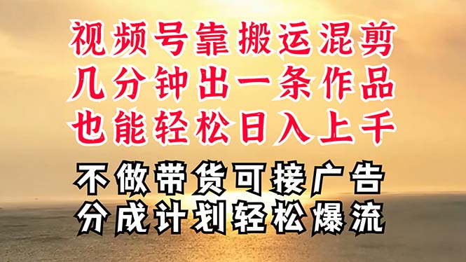 （11087期）深层揭秘视频号项目，是如何靠搬运混剪做到日入过千上万的，带你轻松爆…-玩备项目资源网