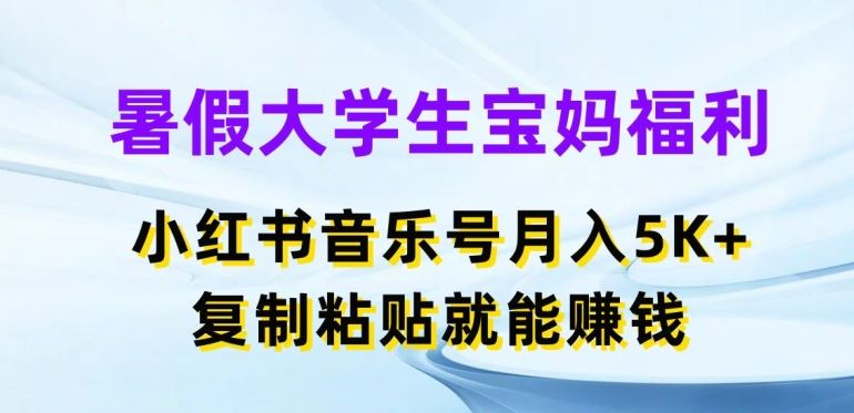 暑假大学生宝妈福利，小红书音乐号月入5000+，复制粘贴就能赚钱【揭秘】-玩备项目资源网