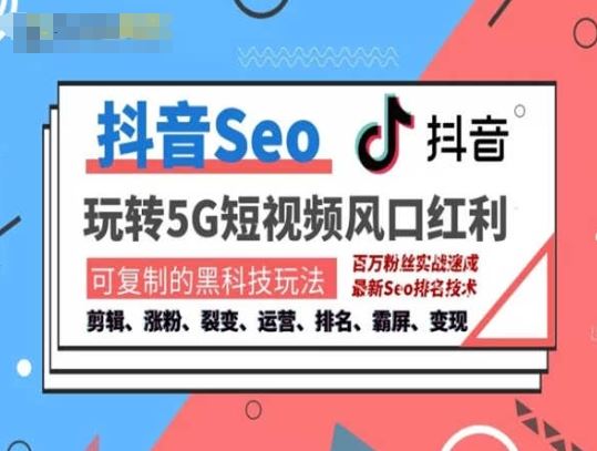 抖音SEO引流培训课程-抓住抖音风口，实现搜索排名，获取精准流量，快速成交变现-玩备项目资源网