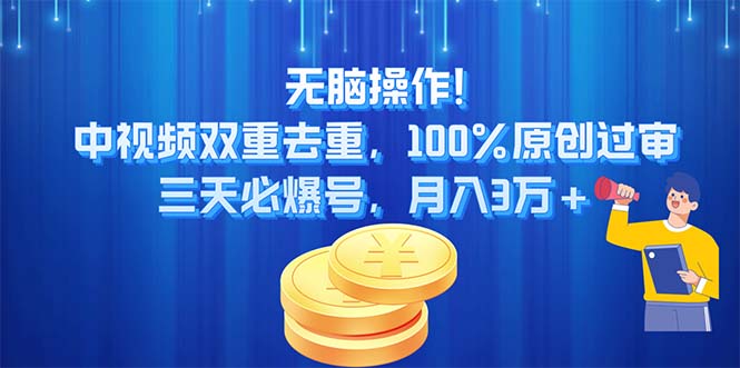 （11353期）无脑操作!中视频双重去重，100%原创过审，三天必爆号，月入3万+-玩备项目资源网