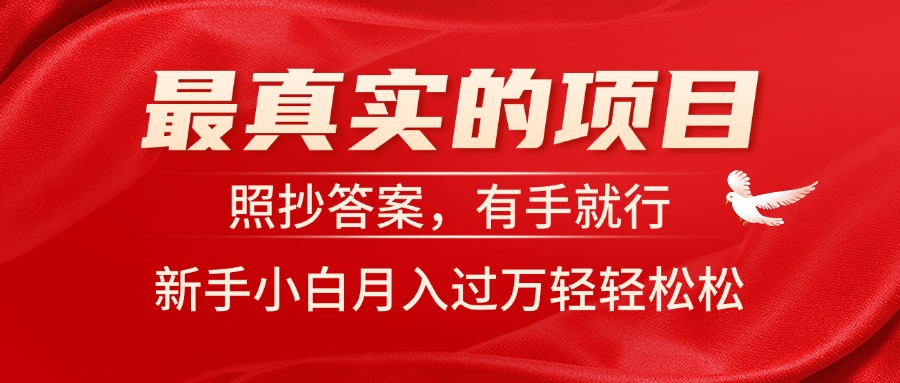 （11362期）最真实的项目，照抄答案，有手就行，新手小白月入过万轻轻松松-玩备项目资源网