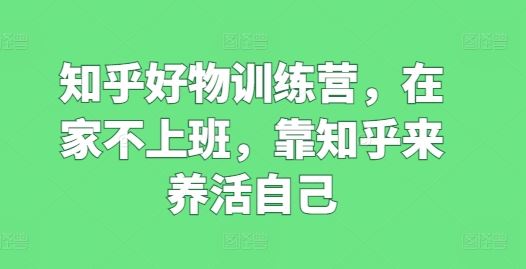 知乎好物训练营，在家不上班，靠知乎来养活自己-玩备项目资源网