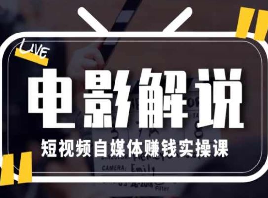 电影解说短视频自媒体赚钱实操课，教你做电影解说短视频，月赚1万-玩备项目资源网
