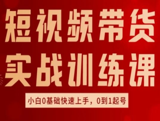 短视频带货实战训练课，好物分享实操，小白0基础快速上手，0到1起号-玩备项目资源网