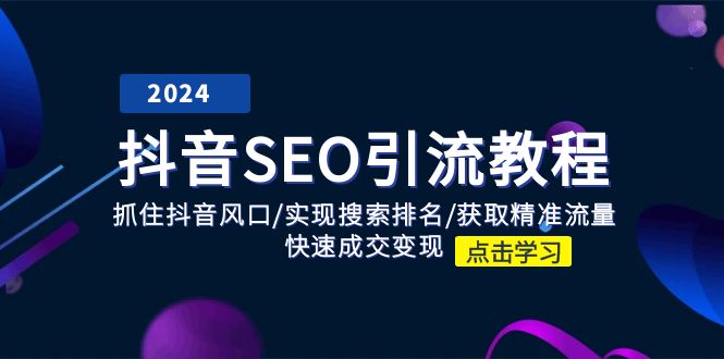 抖音SEO引流教程：抓住抖音风口/实现搜索排名/获取精准流量/快速成交变现-玩备项目资源网