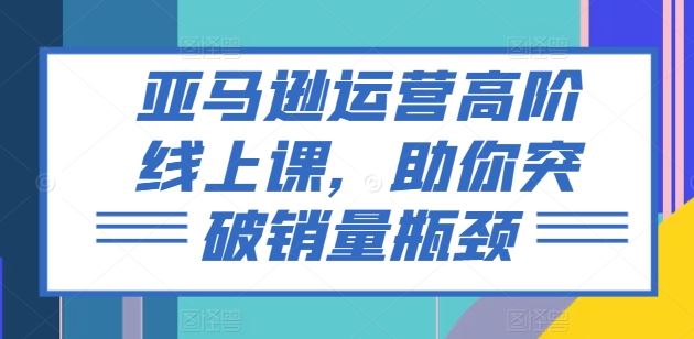 亚马逊运营高阶线上课，助你突破销量瓶颈-玩备项目资源网