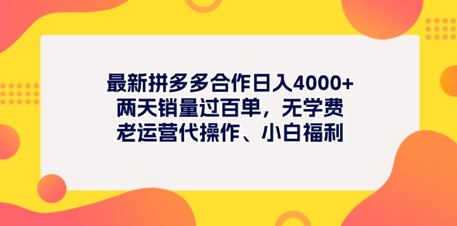 （11410期）最新拼多多项目日入4000+两天销量过百单，无学费、老运营代操作、小白福利-玩备项目资源网