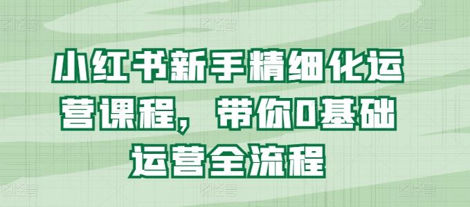 小红书新手精细化运营课程，带你0基础运营全流程-玩备项目资源网