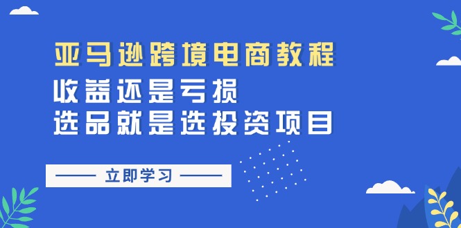（11432期）亚马逊跨境电商教程：收益还是亏损！选品就是选投资项目-玩备项目资源网