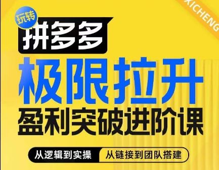 拼多多极限拉升盈利突破进阶课，​从算法到玩法，从玩法到团队搭建，体系化系统性帮助商家实现利润提升-玩备项目资源网