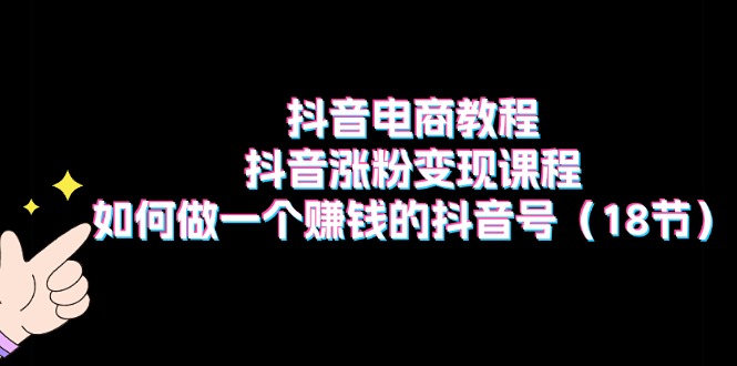 （11436期）抖音电商教程：抖音涨粉变现课程：如何做一个赚钱的抖音号（18节）-玩备项目资源网