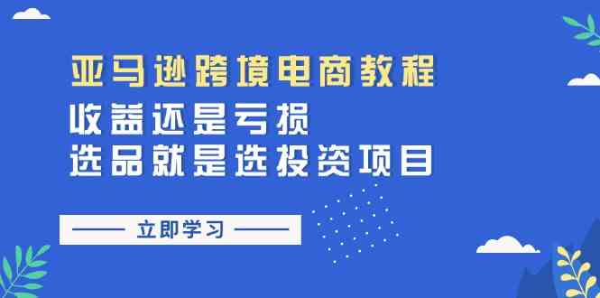 亚马逊跨境电商教程：收益还是亏损！选品就是选投资项目-玩备项目资源网