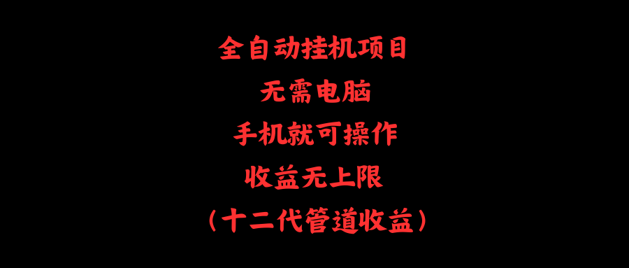 （11505期）全自动挂机项目，无需电脑，手机就可操作，收益无上限-玩备项目资源网