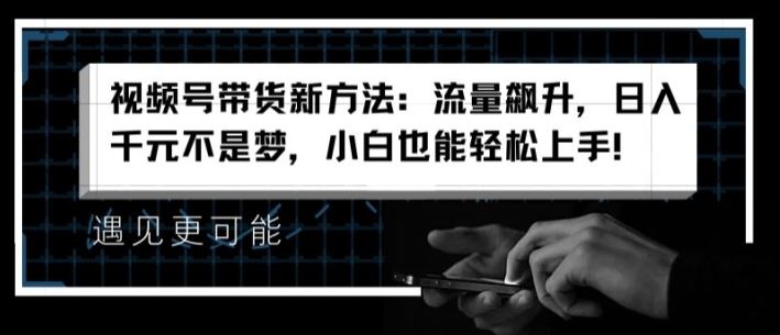 视频号带货新方法：流量飙升，日入千元不是梦，小白也能轻松上手【揭秘】-玩备项目资源网