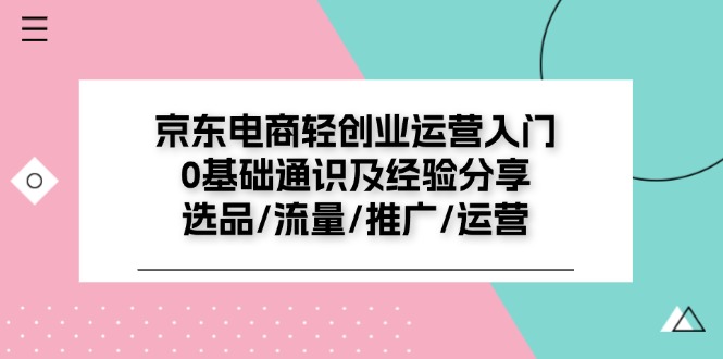 （11569期）京东电商-轻创业运营入门0基础通识及经验分享：选品/流量/推广/运营-玩备项目资源网