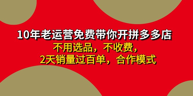 （11576期）拼多多-合作开店日入4000+两天销量过百单，无学费、老运营教操作、小白…-玩备项目资源网