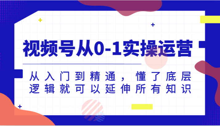 视频号从0-1实操运营，从入门到精通，懂了底层逻辑就可以延伸所有知识（更新2024.7）-玩备项目资源网