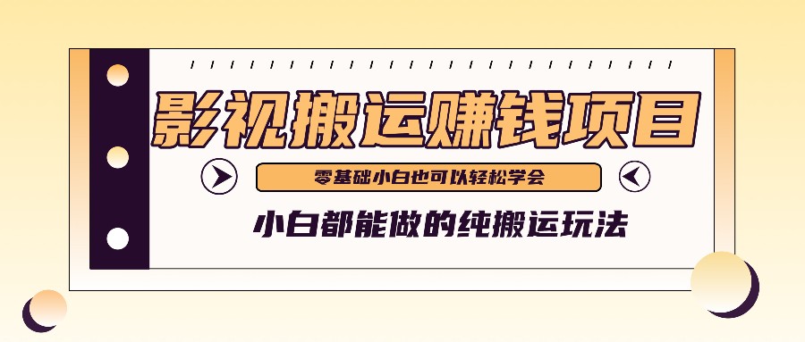手把手教你操作影视搬运项目，小白都能做零基础也能赚钱-玩备项目资源网