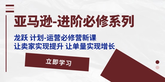 （11623期）亚马逊-进阶必修系列，龙跃 计划-运营必修营新课，让卖家实现提升 让单…-玩备项目资源网