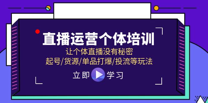 （11636期）直播运营个体培训，让个体直播没有秘密，起号/货源/单品打爆/投流等玩法-玩备项目资源网