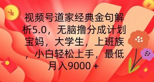 视频号道家经典金句解析5.0.无脑撸分成计划，小白轻松上手，最低月入9000+【揭秘】-玩备项目资源网