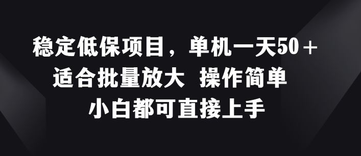 稳定低保项目，单机一天50+适合批量放大 操作简单 小白都可直接上手【揭秘】-玩备项目资源网