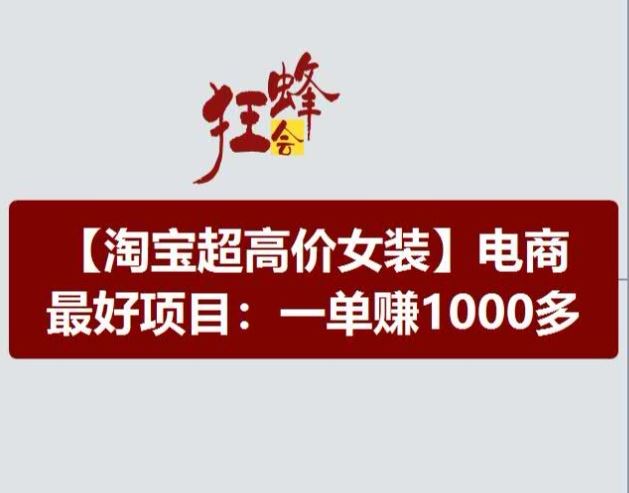 淘宝超高价女装项目，电商最好赛道，一单赚1000多-玩备项目资源网