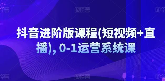 抖音进阶版课程(短视频+直播), 0-1运营系统课-玩备项目资源网