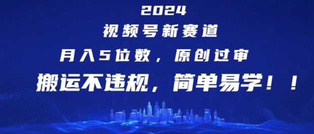 2024视频号新赛道，月入5位数+，原创过审，搬运不违规，简单易学【揭秘】-玩备项目资源网