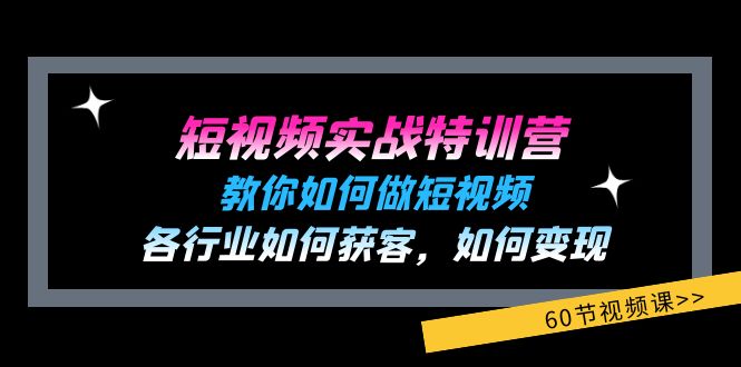 短视频实战特训营：教你如何做短视频，各行业如何获客，如何变现 (60节)-玩备项目资源网
