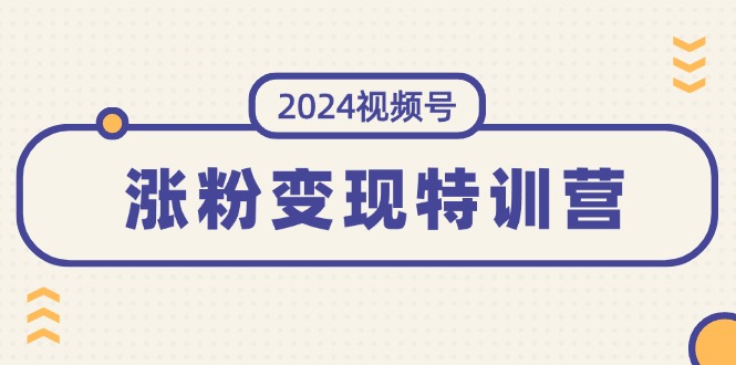 （11779期）2024视频号-涨粉变现特训营：一站式打造稳定视频号涨粉变现模式（10节）-玩备项目资源网
