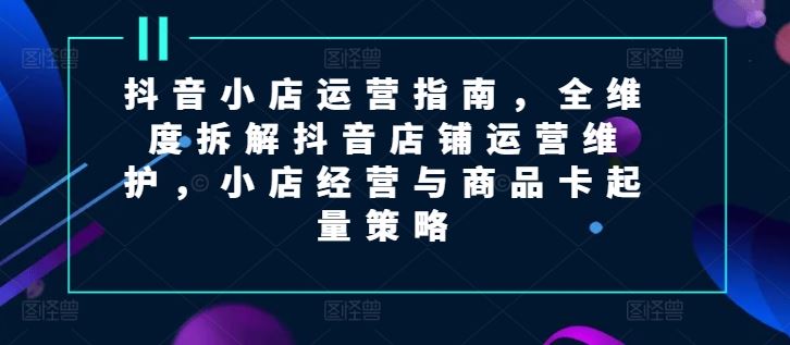 抖音小店运营指南，全维度拆解抖音店铺运营维护，小店经营与商品卡起量策略-玩备项目资源网