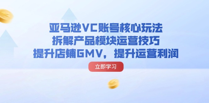 （11848期）亚马逊VC账号核心玩法，拆解产品模块运营技巧，提升店铺GMV，提升运营利润-玩备项目资源网