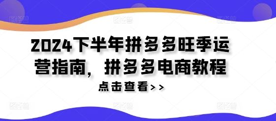 2024下半年拼多多旺季运营指南，拼多多电商教程-玩备项目资源网