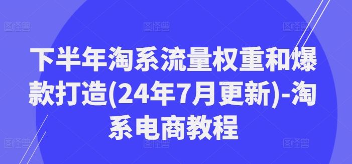 下半年淘系流量权重和爆款打造(24年7月更新)-淘系电商教程-玩备项目资源网