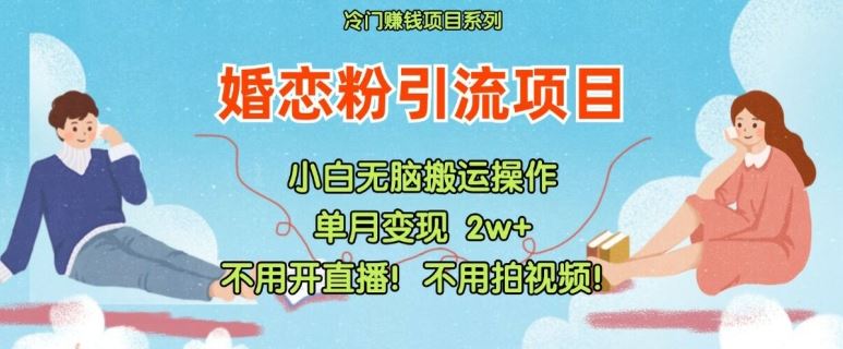 小红书婚恋粉引流，不用开直播，不用拍视频，不用做交付【揭秘】-玩备项目资源网