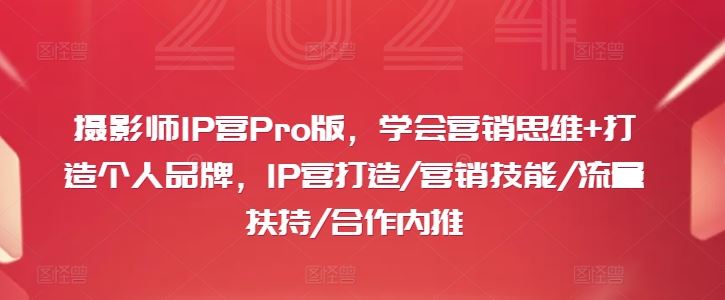 摄影师IP营Pro版，学会营销思维+打造个人品牌，IP营打造/营销技能/流量扶持/合作内推-玩备项目资源网