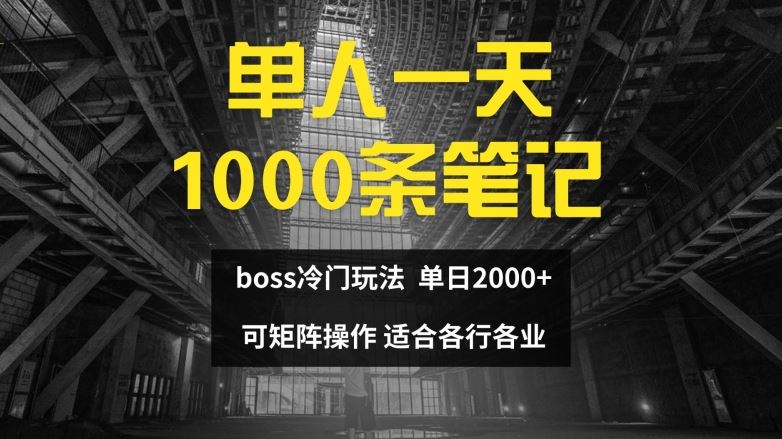 单人一天1000条笔记，日入2000+，BOSS直聘的正确玩法【揭秘】-玩备项目资源网
