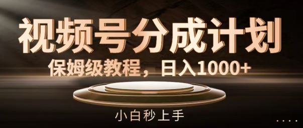 视频号分成计划保姆级教程，日入1K，小白秒上手【揭秘】-玩备项目资源网