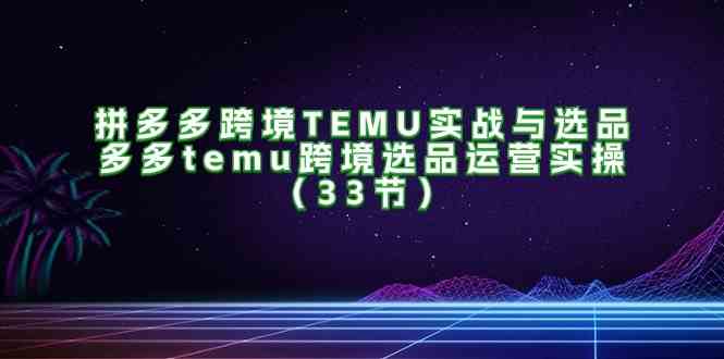 拼多多跨境TEMU实战与选品，多多temu跨境选品运营实操（33节）-玩备项目资源网