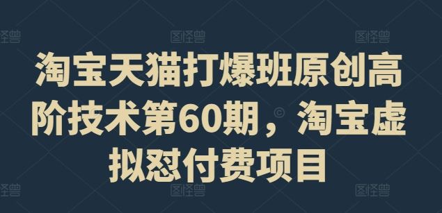 淘宝天猫打爆班原创高阶技术第60期，淘宝虚拟怼付费项目-玩备项目资源网