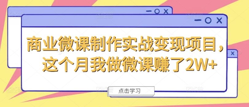 商业微课制作实战变现项目，这个月我做微课赚了2W+-玩备项目资源网