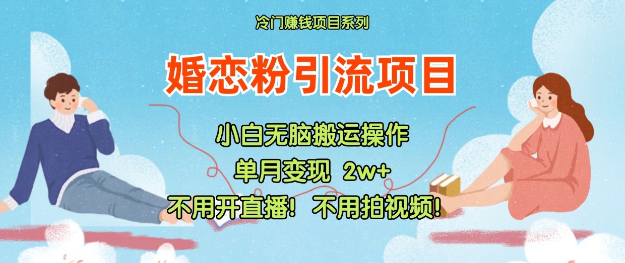小红书婚恋粉引流，不用开直播！不用拍视频！不用做交付-玩备项目资源网