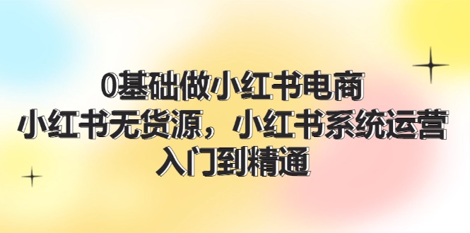 （11960期）0基础做小红书电商，小红书无货源，小红书系统运营，入门到精通 (70节)-玩备项目资源网