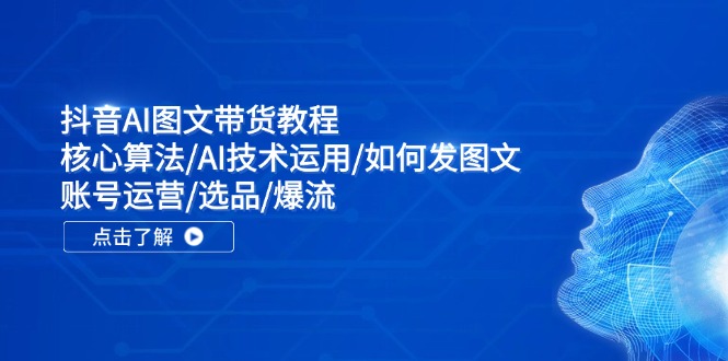抖音AI图文带货教程：核心算法/AI技术运用/如何发图文/账号运营/选品/爆流-玩备项目资源网
